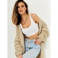 thumbnail image 5 of Women'S Oversized Long Cardigan Open Front Duster Sweater Cardigan Khaki S, 5 of 9