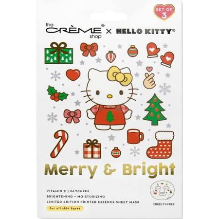 The Crème Shop x Hello Kitty Merry & Bright Printed Essence Sheet Mask, Set of 3