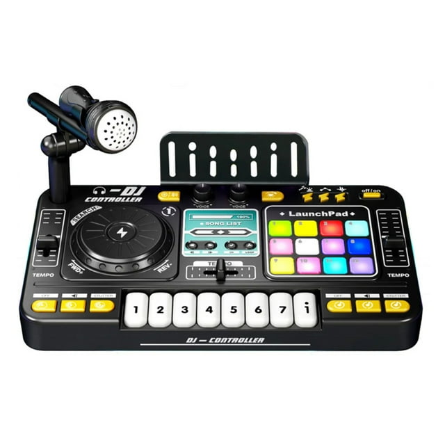 DJN DJ Mixer Table For Kids Ages 3 4 5 6 7 8 Musical Toys With Piano Keys DJ Turntable Reaction Music Games Bluetooth Musical Instruments For Kids Toys and Hobbies Education