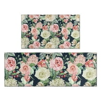 Pioneer Flower Floral Print Pattern Kitchen Rugs Sets Of 2,Anti Fatigue Kitchen Mat Rugs Non Slip Washable,Decorative Kitchen Floor Mats for Kitchen,Sink,Laundry,17"x30" 17"x47"