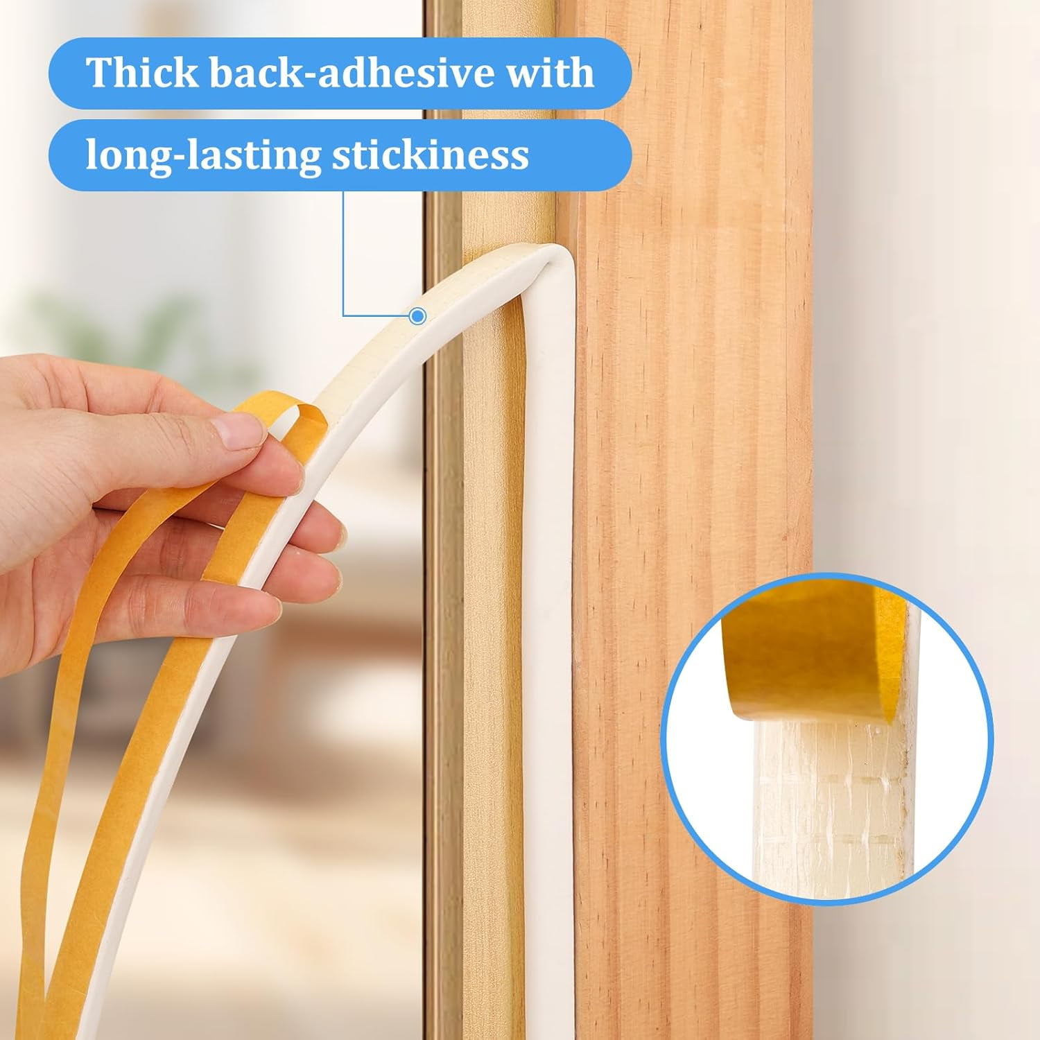FRKSMD-19.7Feet D-type Weather Stripping Door Seal, Self-Adhesive Seals for Door Window Gap, Soundproofing, Insulation Strip, Door Sealers for Door Frame (White), D14-12