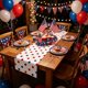 thumbnail image 1 of Camino de Mesa Patriótico con Estrellas para Mesa de Comedor – Poliéster Antideslizante, Decoración Festiva para Las Celebraciones Del Día de La Independencia Del 4 de Julio, Hogar, Cocina, Fiestas y, 1 of 6