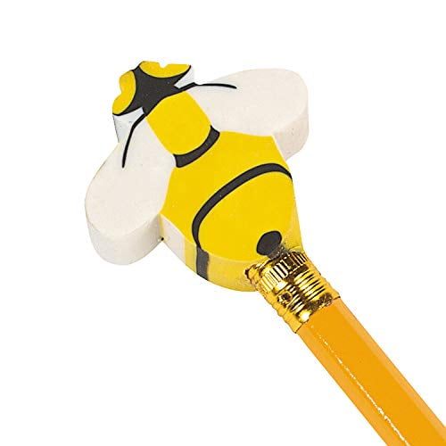 Bumble Bee Pencil Top Eraser (Set of 24) Party Favors, Classroom Supplies
