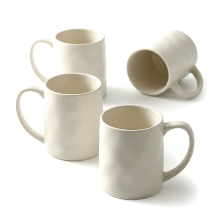 White Coffee Mug Set of 4, 18 OZ Large Ceramic Mug With Handle, Bone China Porcelain Cups for Espresso Latte Tea Milk