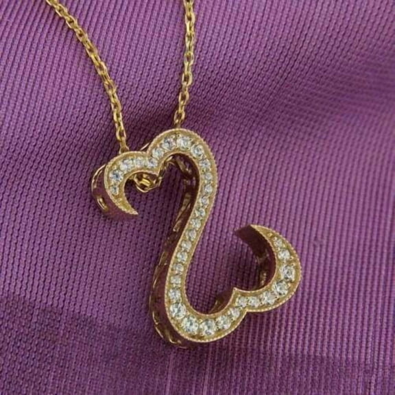 Bluebell Jewels 1Ct Round CZ Open Heart Pendant Necklaces 14K Yellow Gold Over