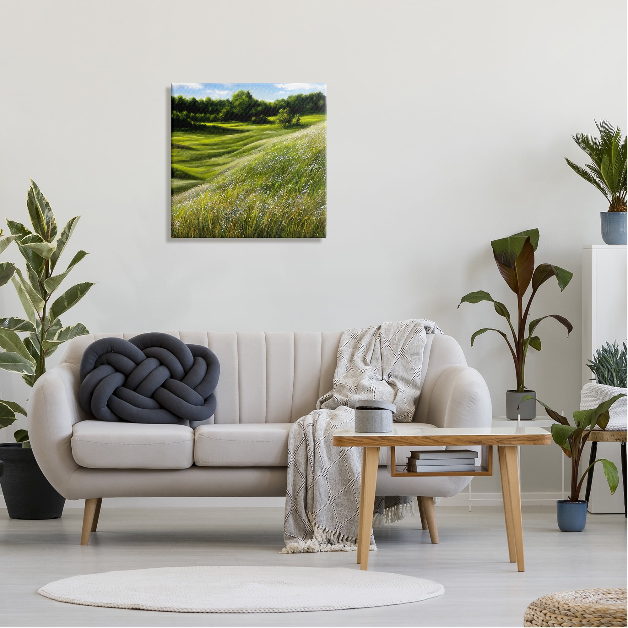 Stupell Industries Green Rolling Hills Landscape Painting Gallery Wrapped Canvas Art Print Wall Art, 24 x 24