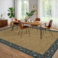 thumbnail image 3 of Garvee 9'x12' Floral Bordered Rug Braided Print Carpet, Washable Rug Non-Slip Stain-Resistant Low Pile Indoor Floort Mat for Living Room Bedroom Home Office, Dark Blue, 3 of 8