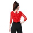 thumbnail image 2 of Ladies Jersey Draped Cowl Neck Latin Dance Practice Competition Top With Lace Up Back Detail, 2 of 5