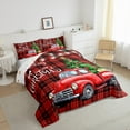 thumbnail image 3 of Manfei Truck Tree 3-Piece Full Size Comforter Sets,Green Red Bedding Comforter Set,Happy New Year Lightweight Bedding Sets,Microfiber Festival Bedroom Decorative,Reversible, 3 of 8