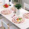 thumbnail image 3 of 15 Inch Round Grid Plate Mats Heat Non-Slip Resistant PVC Placemats for Kitchen Dining Table Decor Pink Christmas Elements 6PCS, 3 of 5