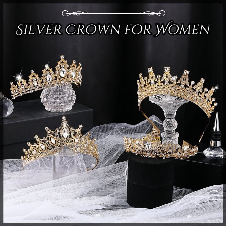 4Pack Queen Crowns, Pageant Crown with Combs Princess 