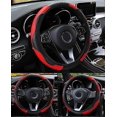 thumbnail image 5 of Funda para volante de coche ZHAOCHENG Fibra de carbono transpirable antideslizante negro y rojo, 5 of 5