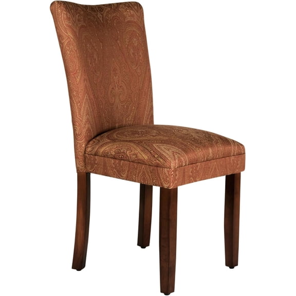 Home Decor |K1136-F765 | Classic Upholstered Parsons Dining Chair | Single Accent Dining Chair, Red & Gold Damask