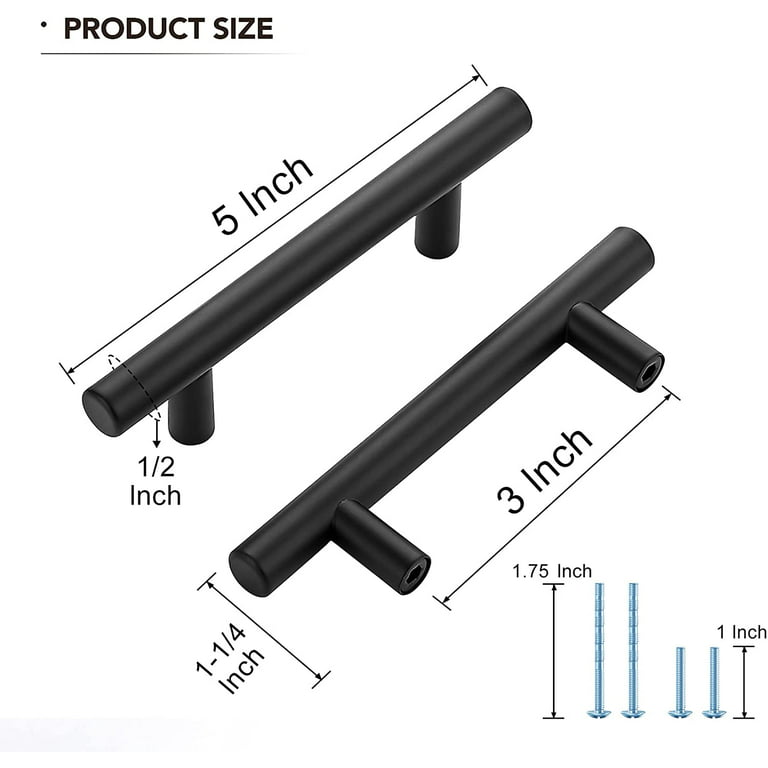 Ravinte 10 Pack 3 Hole Center Kitchen Cabinet Handles Black Cabinet Pulls  Stainless Steel Bar Pulls 5 Overall Length 