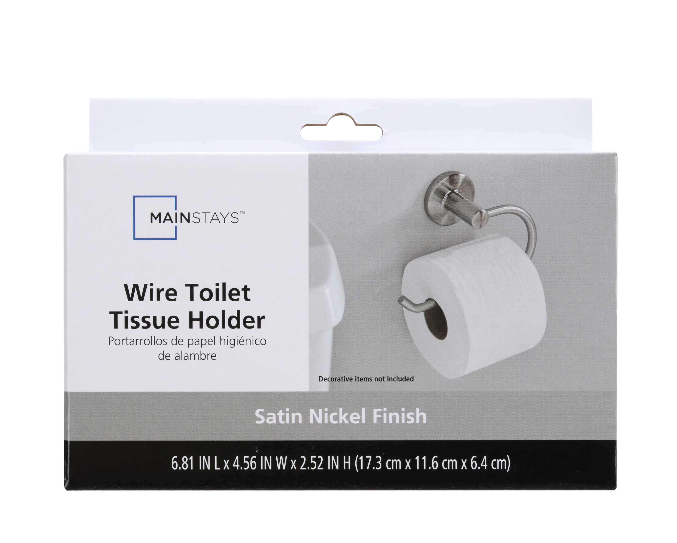 (3 pack) Mainstays Modern Round Toilet Paper Holder, Satin Nickel