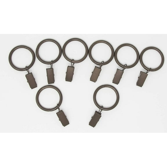 Urbanest Metal Curtain Drapery Rings with Clips, 8 PK, New, 1 3/8" Inner Diameter (Oil-Rubbed Bronze)