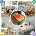 thumbnail image 5 of Tie Dye Soft Petal Ring Pattern Rectangle Tablecloth 60"x120",Waterproof Polyester Rectangle Table Cloth, Wipeable Spillproof Polyester Tablecloth for Dining, Camping, Indoor and Outdoor, 5 of 6