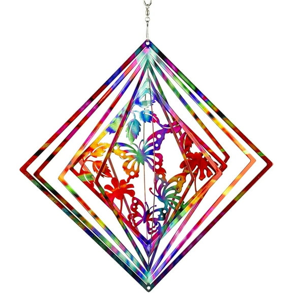 Dawhud Direct Kinetic 3D Butterfly Wind Spinner, Metal Outdoor Garden and Patio Laser Cut Decoration
