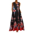 thumbnail image 1 of Robe Maxi Sans Manches à Imprimé pour Femmes Grande Taille, Décontractée, Vintage, Bohème, à Col en V, 1 of 6
