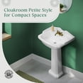 thumbnail image 5 of Cloakroom Small Pedestal Bathroom Sink 19" W White Grade A Porcelain Sink w/Overflow and Centerset Faucet Holes Renovators Supply, 5 of 13