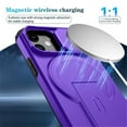 thumbnail image 2 of Case for iPhone 13 mini / 12 mini 5.4" with Invisible Fold Holder Stand, Magnetic Wireless Charging,Sliding camera casing,Shockproof Dropproof Tough Rugged Protective Case Cover,Purple, 2 of 10