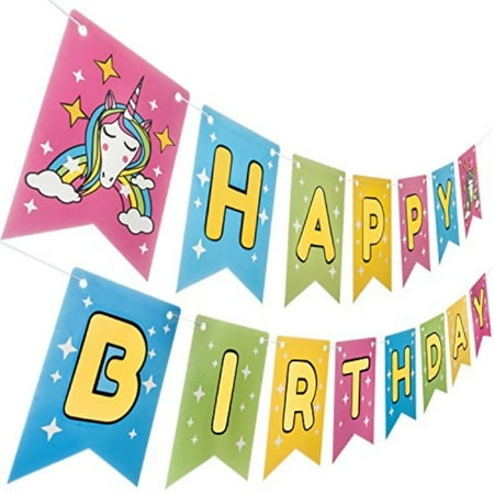 unicorn happy birthday banner
