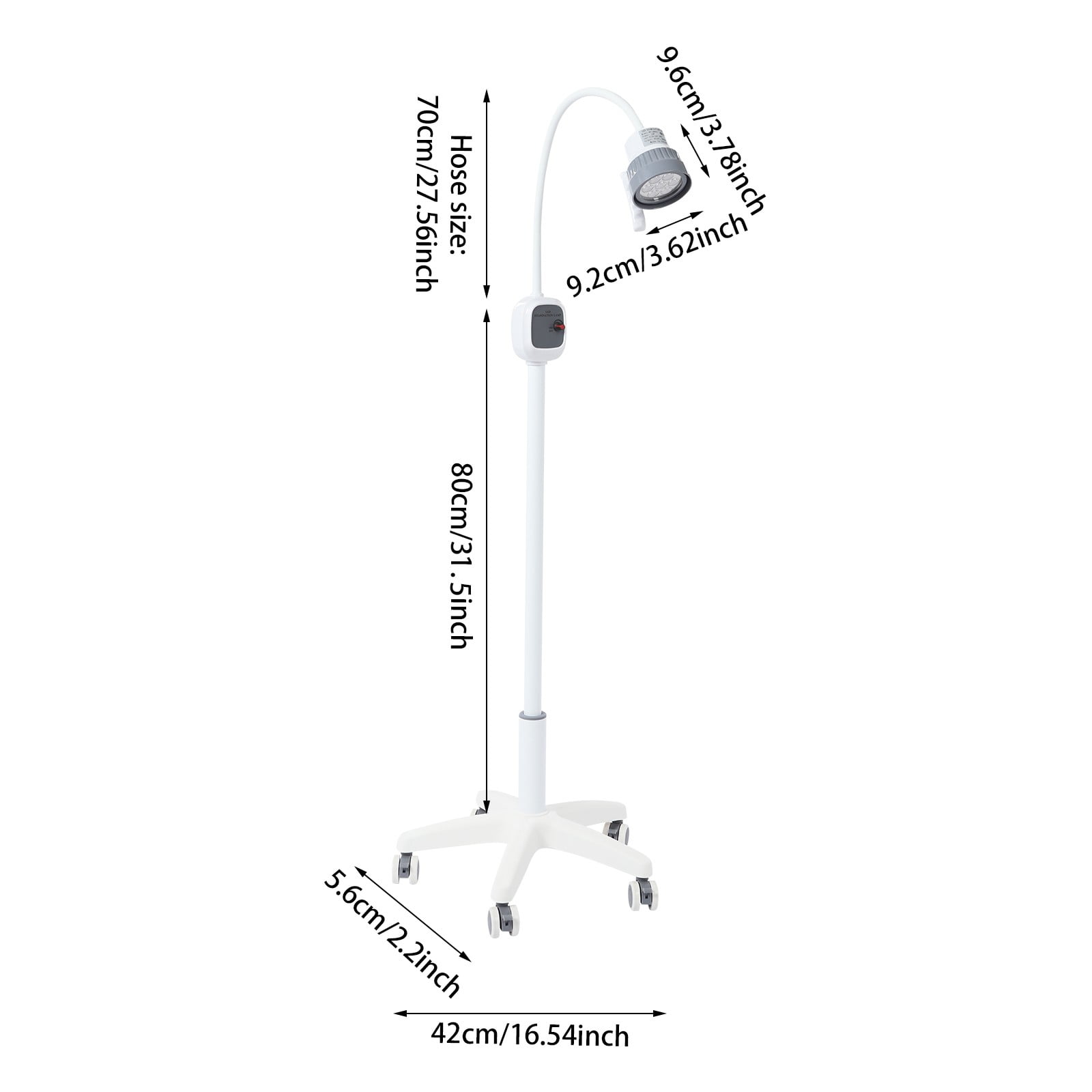 White ABS Five-Pin Oral Cavity Auxiliary Lighting Lamp With Adjustable Light And Cold Light Led Mobile Lighting Table Lamp For Diagnosis And Treatment.