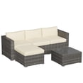 thumbnail image 7 of Cozyhom 5 Pc Outdoor Wicker Sectional Dining  Sofa Furniture Set, All Weather Wicker Sectional Dining Conversation L Shaped Indoor Couch With Ottoman, Beige, 7 of 7