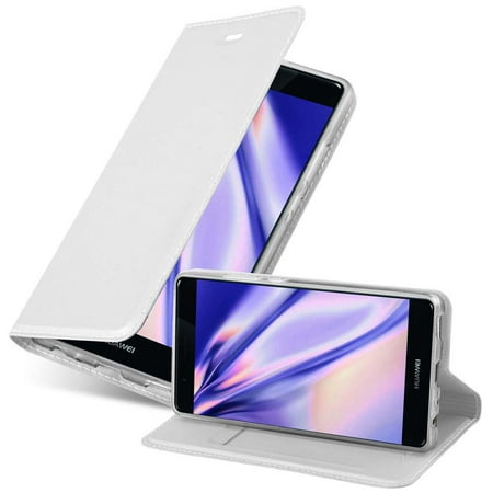 Cadorabo Cover for Huawei P9 Case in CLASSY SILVER magnetic closure