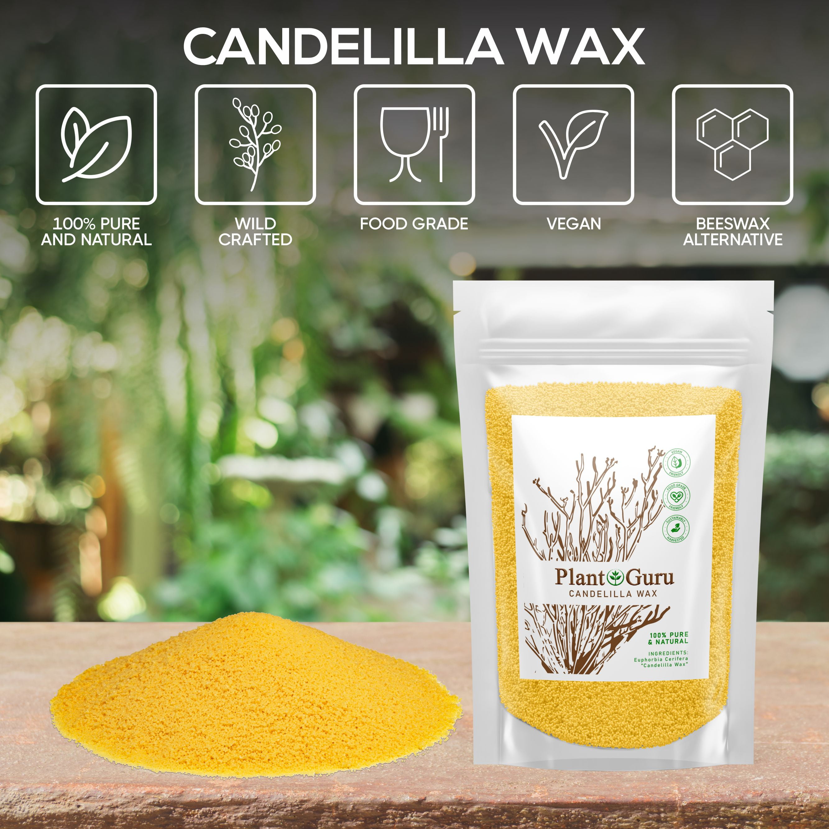 Candelilla Wax Pellets 2 lbs. Bulk 100% Pure Natual Food Grade Vegan Wax For DYI Lip Balm, Soap and Candle Making, Creams and Lotions. Great For Skin, Face, and Hair applications. Beeswax Alternative