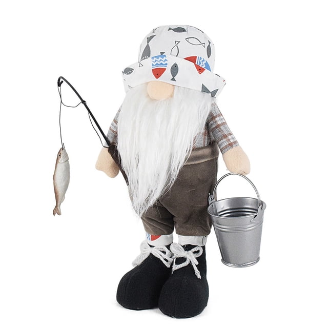 Muñeco de Pescador Anciano, Diseño de Pescador Sin Rostrocon Aspecto de Gnomo, Tejido Suave, Decoración Única para El Hogar, Ideal Como Regalo, Regalo Navideño, 28 X 16 X 10 Cm