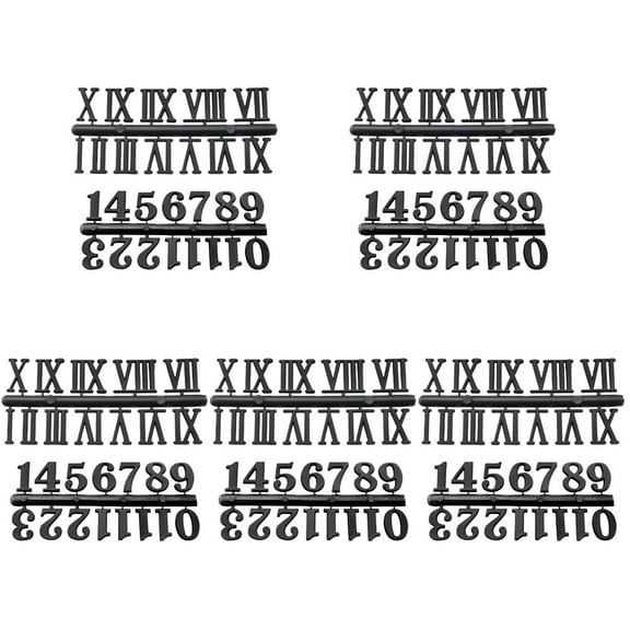 Set of 5 Clock Number Replacement Faces for Making Clocks Living Room Black