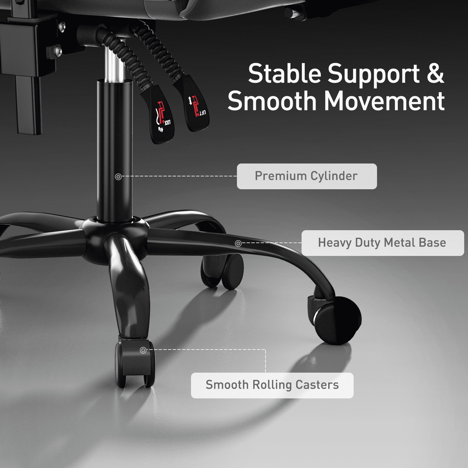 MoNiBloom Ergonomic Gaming Chair with Footrest, Adjustable Headrest and Lumbar Support for Office and Gaming, High-Back Racing Style Computer Desk Chair, Black (Wide Seat)