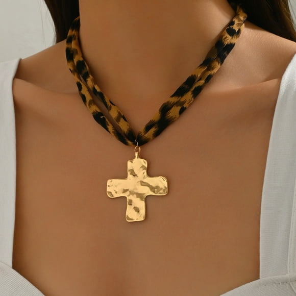 Collar Crucifix BJR Summer Ocean con estampado de leopardo