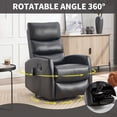 thumbnail image 2 of Leumius Swivel Recliner Chair,360° Glider Rocking Chair with Massage and Heating,PU Leather Small Manual Recliner for Nursery Home Theater,Black PU, 2 of 7