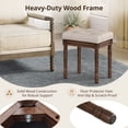 thumbnail image 6 of Dycanpo 16" Vintage Vanity Stool, Button Tufted Upholstered, Solid Wood Legs, Linen Dark Brown, 6 of 8