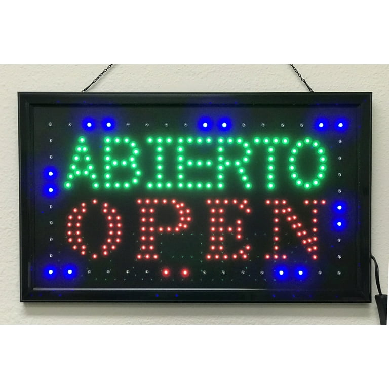 LED OPEN Business Sign: Spanish Abierto Open Sign, Business Sign, Business Spanish OPEN Sign in both English Spanish. Product Size: 23 x 13.5x 1.25 - Walmart.com