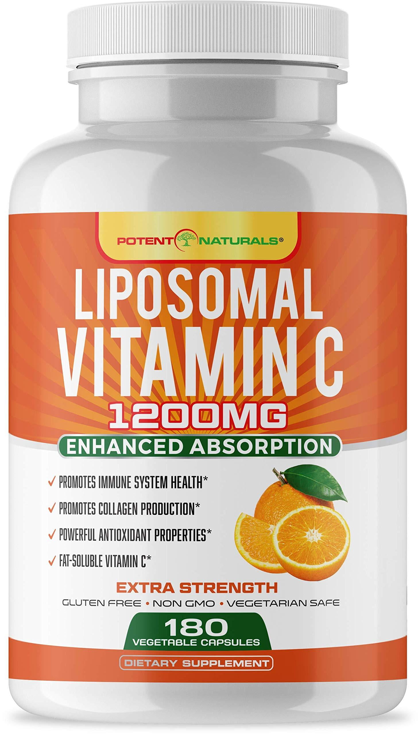 Liposomal Vitamin C 1200mg 180 Capsules High Absorption, Fat