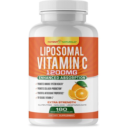 Liposomal Vitamin C 1200mg - 180 Capsules - High Absorption, Fat Soluble Vitamin C, Supports Immune System, Powerful Antioxidant - Collagen Booster, Anti Aging Skin Supplement, Lypo Spheric, Vegan