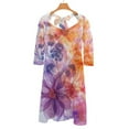 thumbnail image 6 of Abstract Purple Orange Flowers Womens Summer Dress Tie Back A Line Flare Dress, 6 of 9