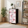 thumbnail image 2 of Kanworse 4 Drawer Fabric Dresser for Bedroom Pink Watercolor Cherries Ribbon Bow Chests of Drawers for Closet Organizers Storage, 2 of 8