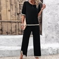thumbnail image 5 of Scyoekwg Womens Casual 2 Piece Outfits Short Sleeve Round Neck Tops Wide Leg Pants Trendy Casual Loose Sweatsuits Sets Solid Color Tracksuit (Black,M), 5 of 8