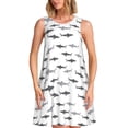 thumbnail image 1 of Balery Cute Shark Vestidos de verano para mujer con estampado: vestido holgado sin mangas, vestido playero informal y cómodo para días calurosos., 1 of 7