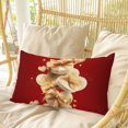 thumbnail image 4 of Red Valentine's Day Pillow Covers, Linen Long Throw Pillow Case, Golden Valentines Gifts Love Hearts Holiday Pillow Protector Decorative Cushion Cover for Living Room/Bedroom 12" x 20", 4 of 8
