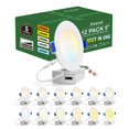 thumbnail image 1 of Zouzai Paquete De 12 Luces Led Empotrables De Techo Ultrafinas 5Cct De 6 Pulgadas Con Caja De Conexiones 2700K/3000K/3500K/4000K/5000K Seleccionables 12W Eqv 110W Luces Led Regulables - Certificado Et, 1 of 9