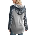 thumbnail image 3 of Sudadera con capucha de manga larga con estampado de leopardo, diseño de costuras, sudadera con capucha para mujer con bolsillo para el hogar, viajes, oficina, gris claro M, 3 of 6