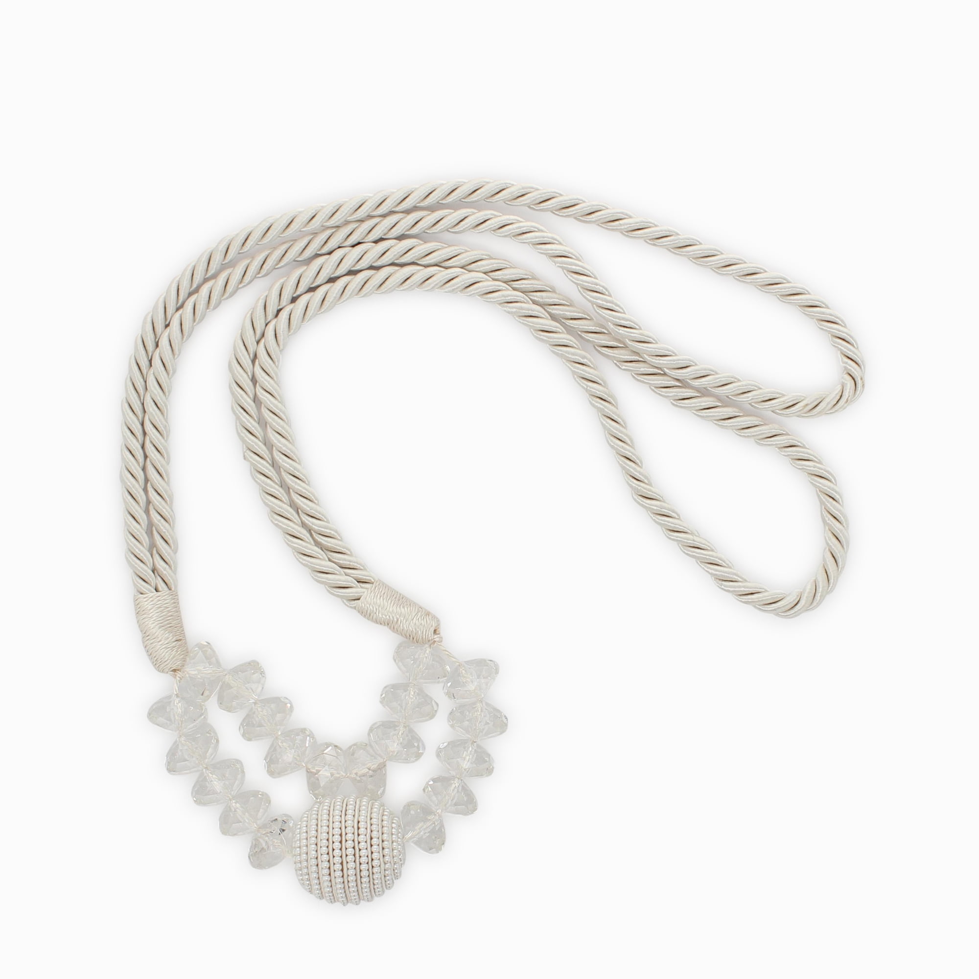 DecoPro Beautiful Pair of Ivory, Pearl Bead Rope Holdback with 39 1/2