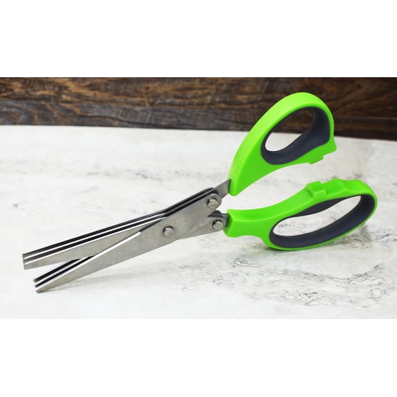 Set of 2 Herb Scissors with 3 Blades - Cutter, Chopper and Mincer - Sharp Heavy Duty Shears for Cutting, Shredding and Dicing Fresh Garden Herbs