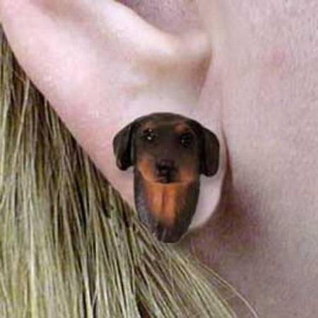DHE101B Doberman Pinscher Red w/Cropped Ears Earrings (Best Way To Post Doberman Ears)