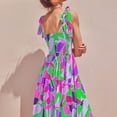 thumbnail image 4 of SMihono Robe Maxi Bohème d'Été pour Femmes Grande Taille Mode Femmes Décontractée à Col en V Imprimée Sans Manches Mi-Longue Robe Taille Plage Évasée Robe d'Été, 4 of 7